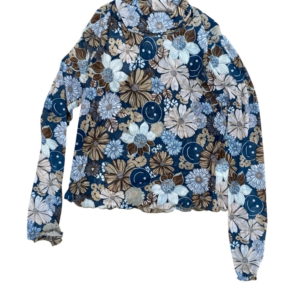 Altar'd State Floral Blouse - Blue and Brown